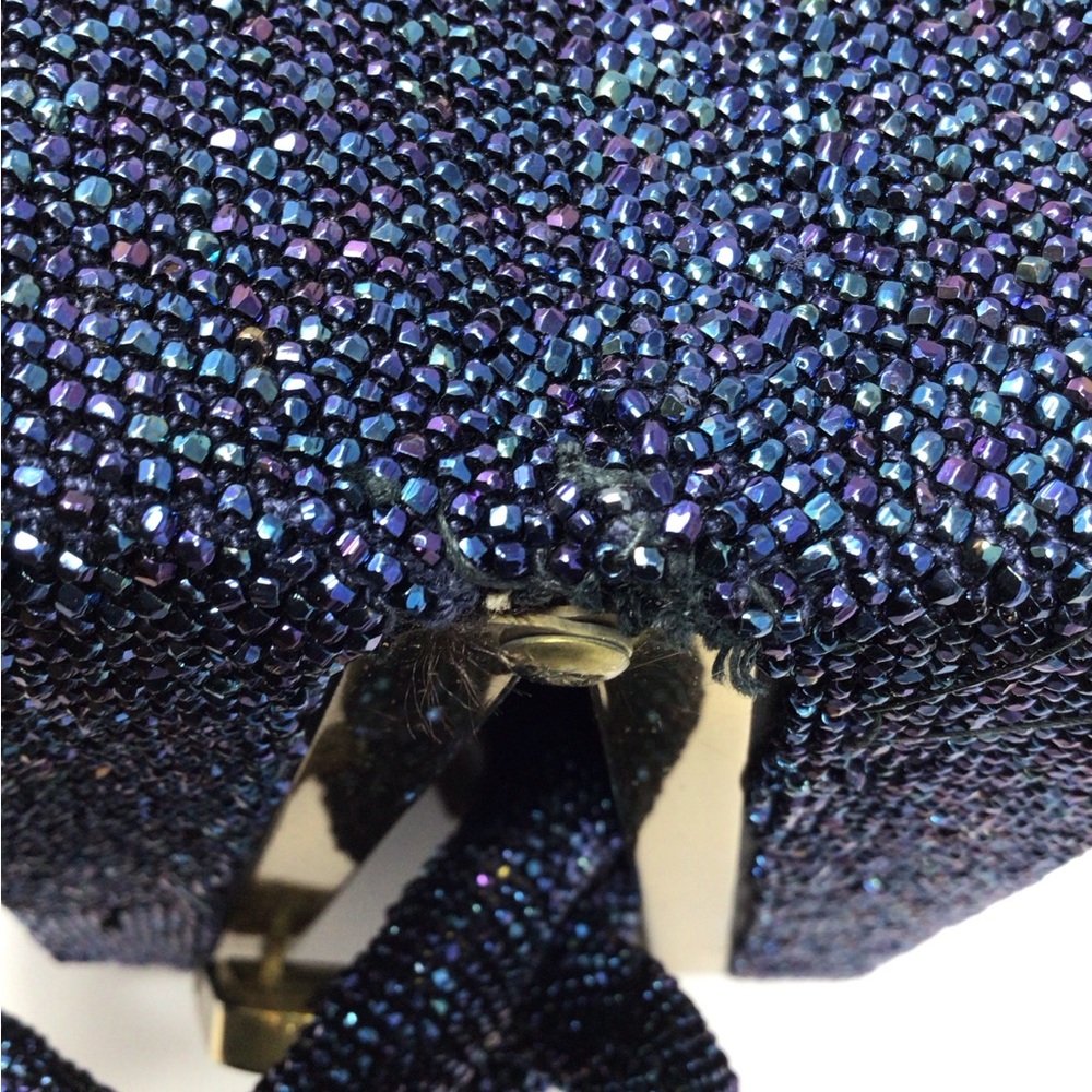 Vintage 1940’s Du Bonnette Elegant Blue glass Beaded evening Bag - Picture 10 of 13
